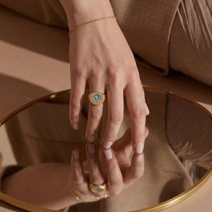 Homeward Swallow Ring worn on the hand