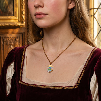 Four-Leaf Clover necklace worn with a burgundy velvet gown