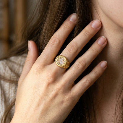 Cherub's Arrow Ring worn on the hand