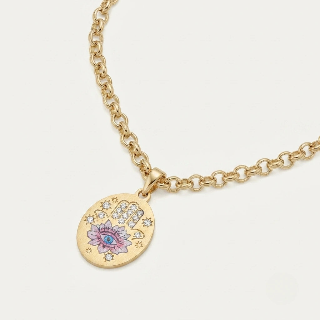 Hamsa Eye Necklace pendant and chain