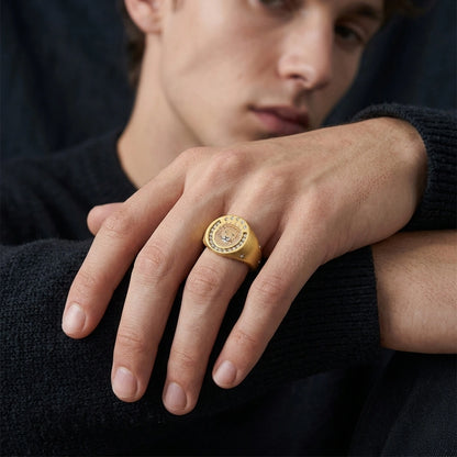 Lion Crest Ring worn on the hand